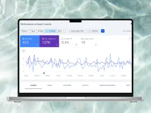 Google Search Console performance dashboard showing SEO techniques for small business driving clicks and impressions